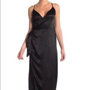 Moon & Sky Black Maxi Wrap Dress Sleeveless